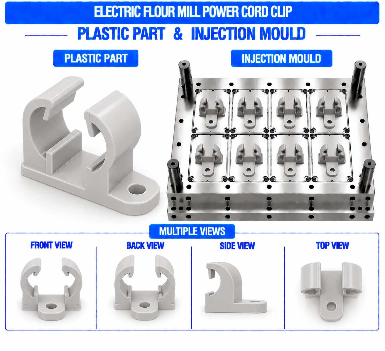 Electric Flour Mill Plastic Power Cord Clip Mould and Moulding Service